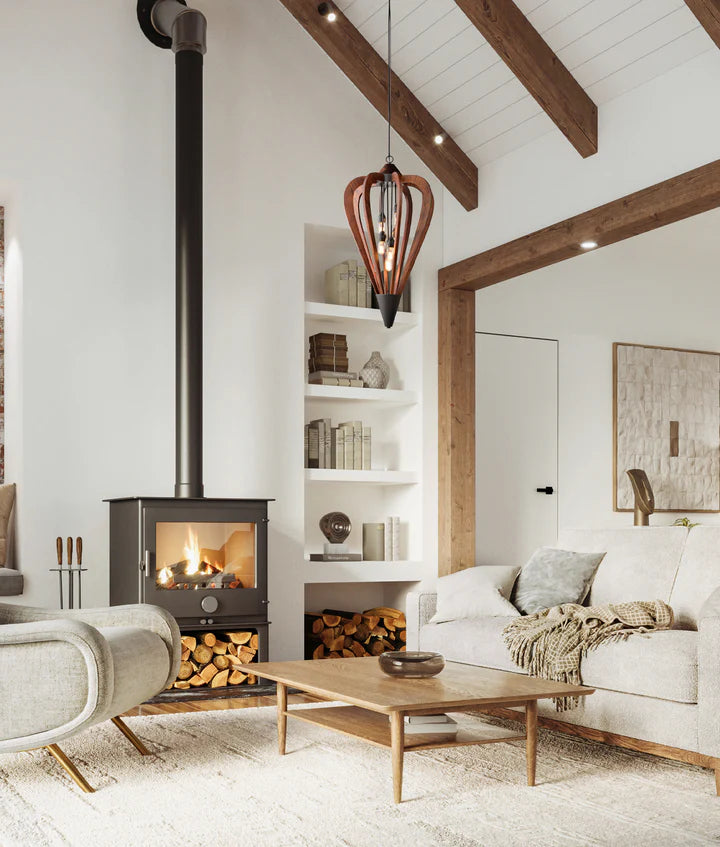 SENORITA: Rustic Large Tuscan Coffee Cherry /Winter Moss Wood Pendant Lights