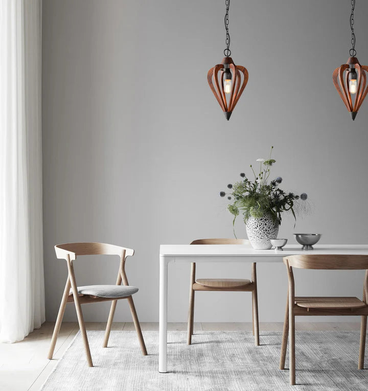 SENORITA: Rustic Small Tuscan Coffee Cherry / Winter Moss Wood Pendant Light