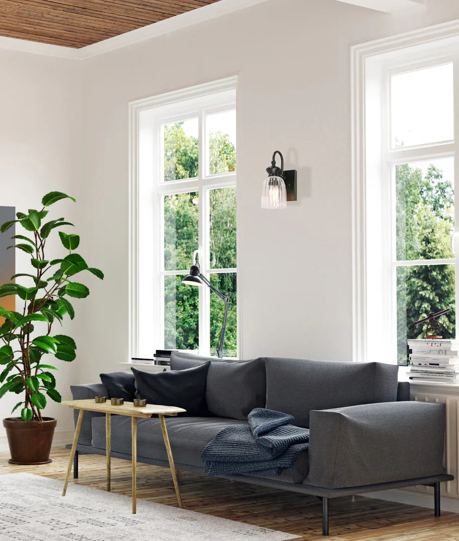 SINO Interior Ellipse Single Clear Glass Shade Wall Lights