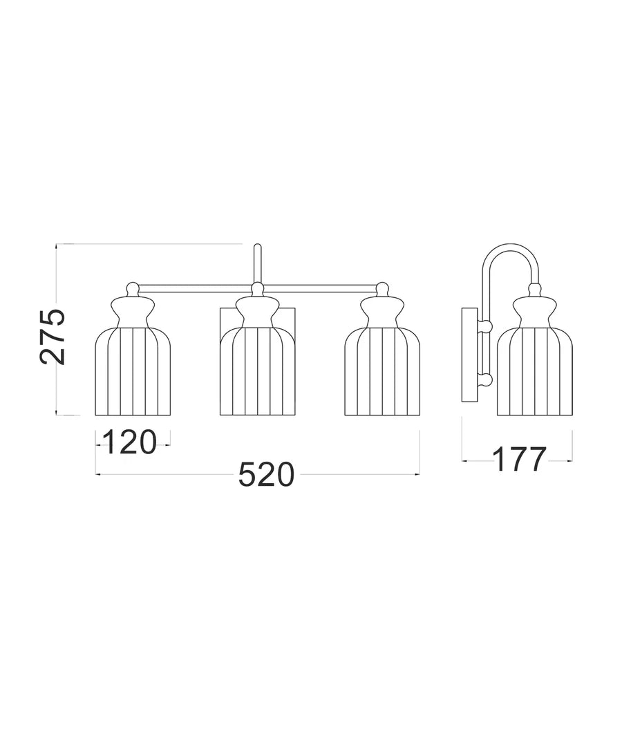 SINO Interior Ellipse Triple Clear Glass Shade Wall Lights