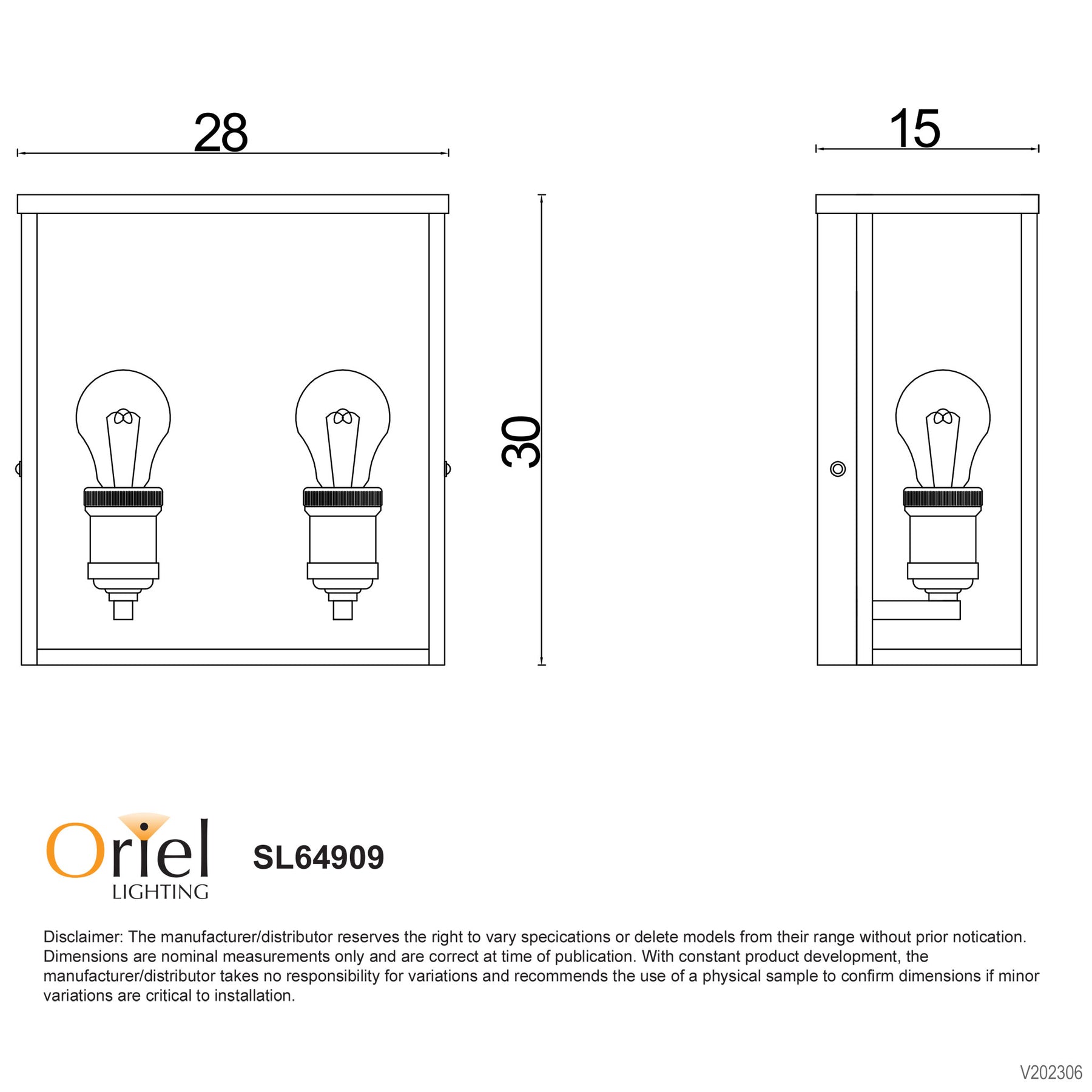 OAKLAND 2 LIGHT OUTDOOR WALL LIGHT BLACK