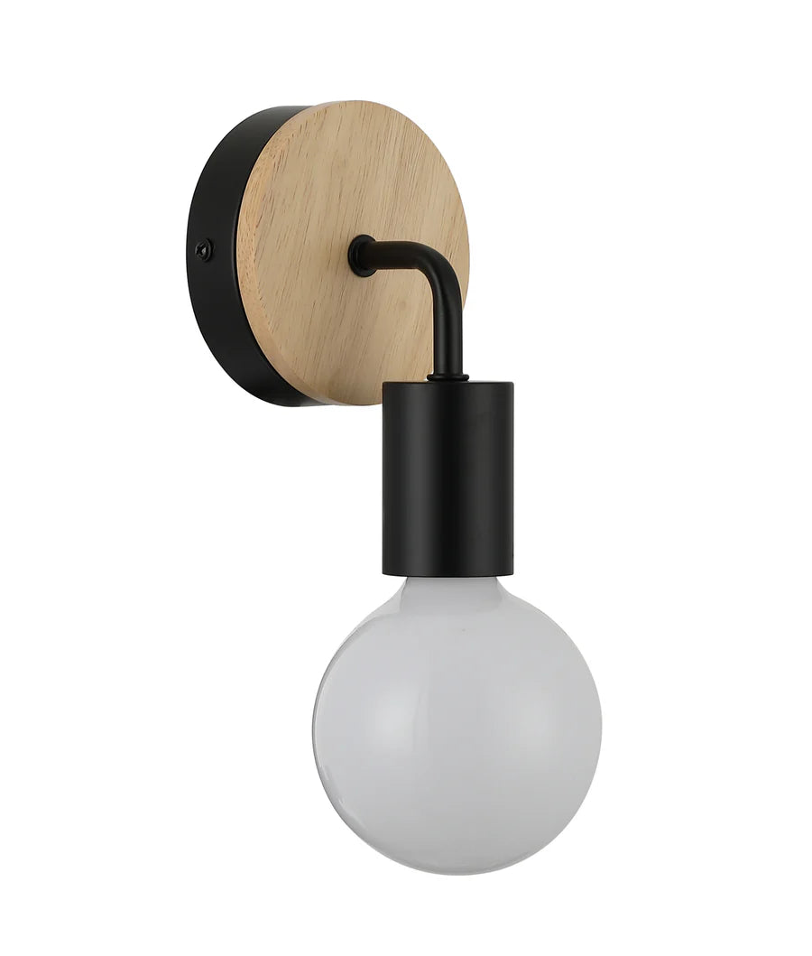 SOLO Interior Iron Bracket with Round Wood Highlight Wall Lights