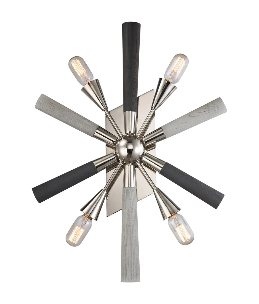 SPUTNIK Polished Nickel Dark-Light Grey Wood Wall Light