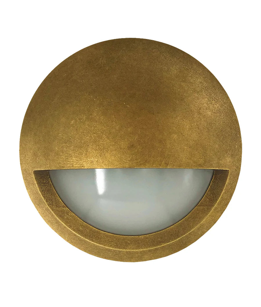 STE Exterior LED 12V/240V Antique Brass Eyelid/Round Step/Wall Lights IP65