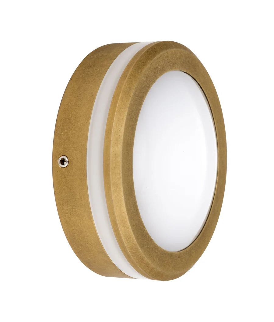 STE Exterior LED 12V/240V Antique Brass Eyelid/Round Step/Wall Lights IP65