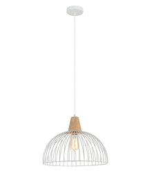 STRAND: Iron and Wood Dome Cage Pendant Lights