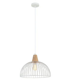 STRAND: Iron and Wood Dome Cage Pendant Lights