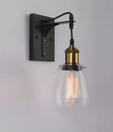 STRUNG Interior Decorative Black / Antique Brass and Clear Pear Shape Glass Wall Light