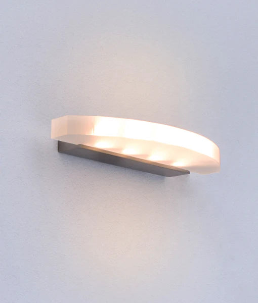 SYDNEY City Series LED Interior Satin Nickel Curved Frosted Diffuser Wall Light