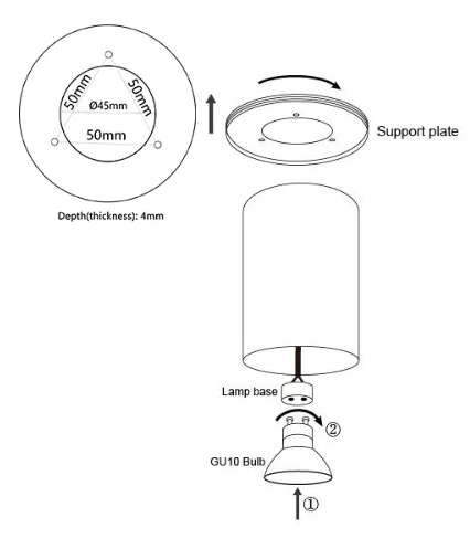 SURFACE: GU10 Round Surface Mounted Ceiling Downlights BLACK