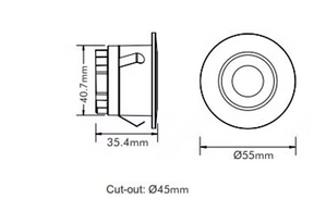 3w Led Step Light Bk Tc Black Round Led