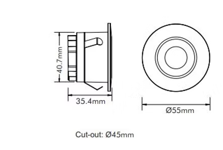 3w Led Step Light Bk Tc Black Round Led