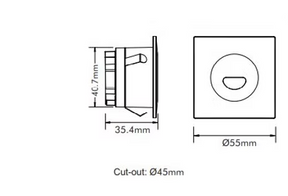 3w Led Step Light Bk Tc Black Square Oval Led