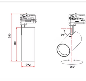 Led Track Head Light 30w Wh Tri Single Phase