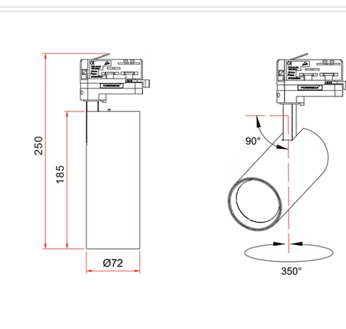 Led Track Head Light 30w Wh Tri Single Phase