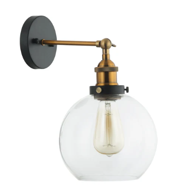 PESINI: Interior Swing Arm Glass with Antique Brass Wall Lights