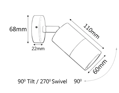 SINGLE ADJT. GU10 Exterior Wall Pillar Spot Lights (Matte Grey) IP65