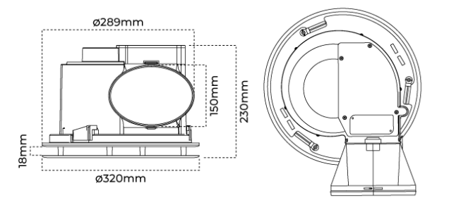 295mm 65W Ducted Exhaust Fan White LED Round Gust