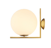 IC Interior Wall Light, Antique Brass  with Opal Spherical Glass