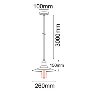 PIATTO Blk SML COOLIE HAT OD260mm Pendant