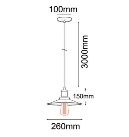 PIATTO Blk SML COOLIE HAT OD260mm Pendant