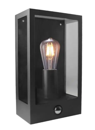 Vancouver E27 Flush Wall Exterior with PIR Sensor Matt Black