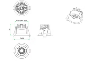 Recessed 10W Downlight - Black