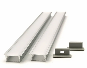 Square recessed Aluminium Profile with Diffuser - 3m