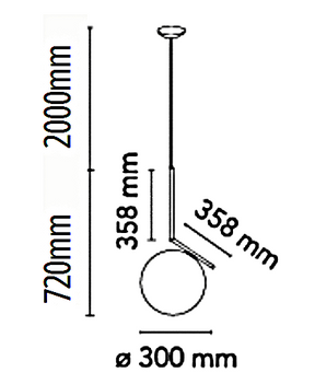 IC Ball Pendant in 300mm , frosted glass