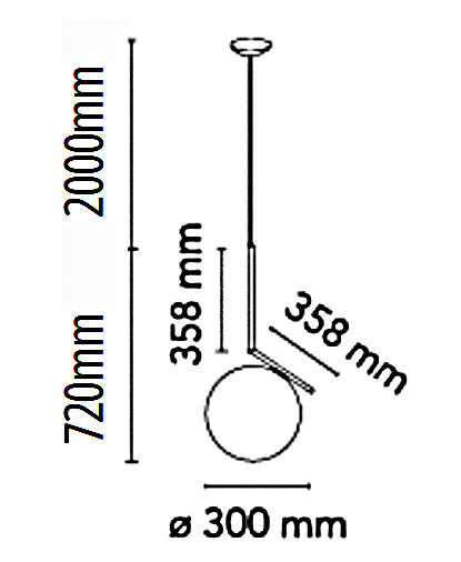 IC Ball Pendant in 300mm , frosted glass