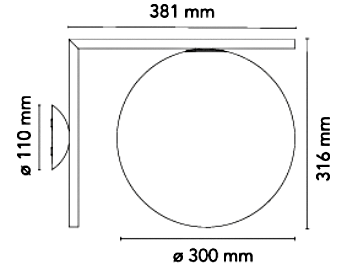 IC Interior Wall Light, Antique Brass  with Opal Spherical Glass