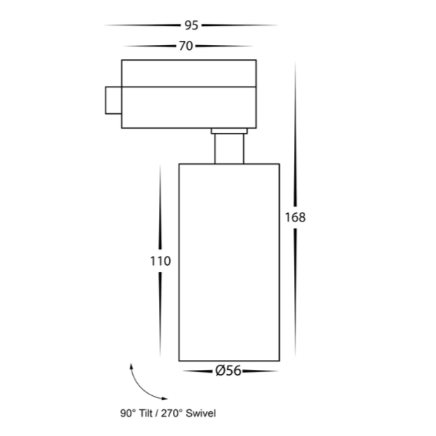 Single Circuit 9W Dimmable Black Track Head