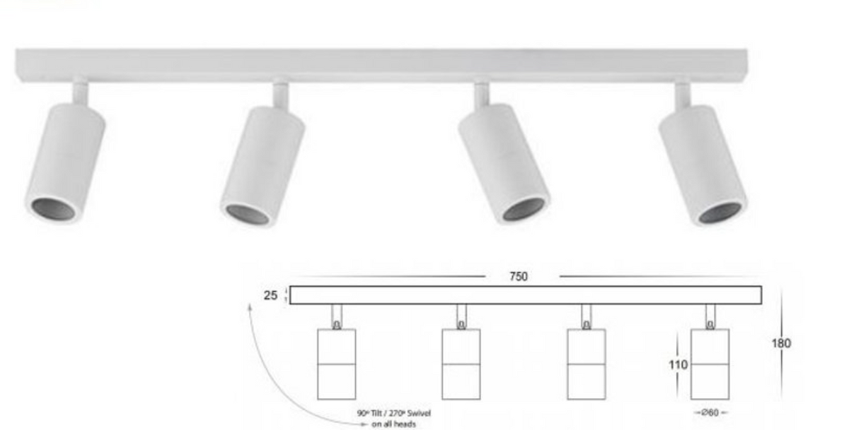 4 Lights On The Bar White