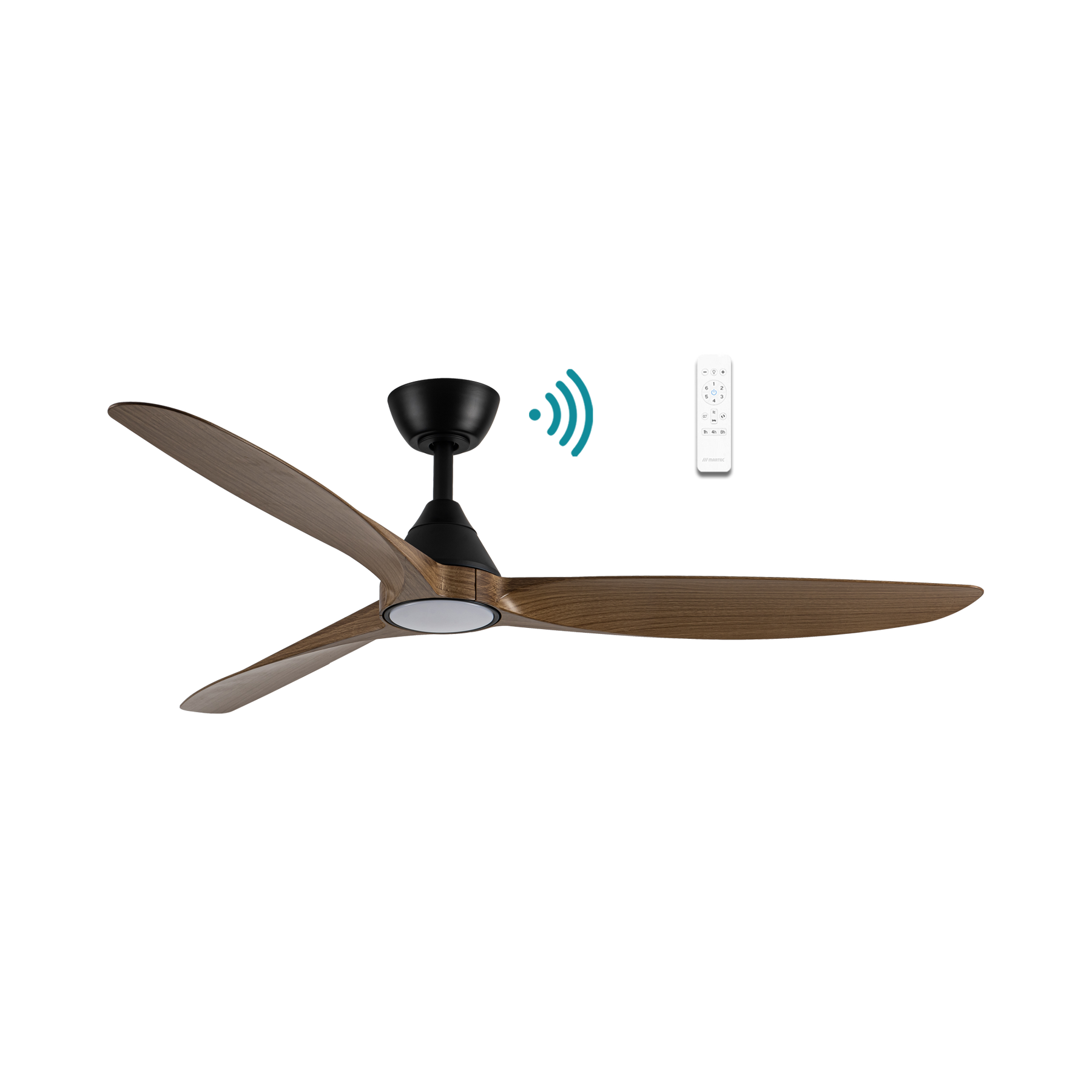 Seaforth DC 1320mm 3 ABS Blade WIFI & Remote Control Ceiling Fan with Variable Dim 15w CCT LED Light Matt Black/Teak