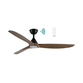 Seaforth DC 1420mm 3 ABS Blade WIFI & Remote Control Ceiling Fan with Variable Dim 15w CCT LED Light Matt Black/Teak