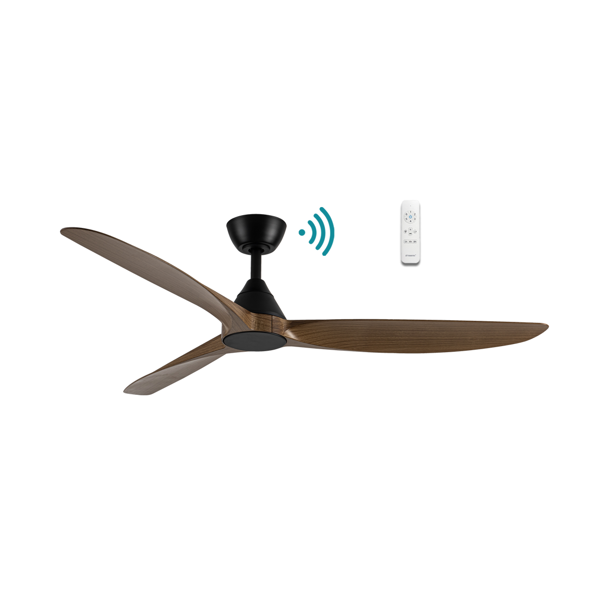Seaforth DC 1320mm 3 ABS Blade WIFI & Remote Control Ceiling Fan Only Matt Black/Teak