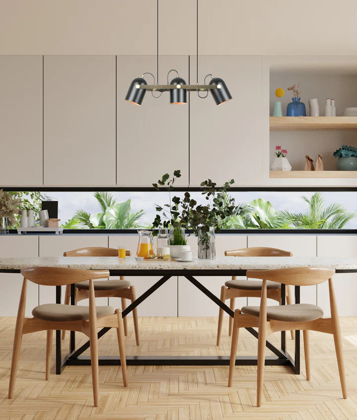 TAZZA: Interior Ellipse Shade with Antique Brass Hardware Pendant Light