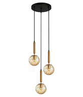 TRATTINO: Interior Bronze Amber / Smokey Black Spherical Glass Multiple Round Base Pendant Lights