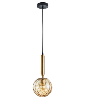 TRATTINO: Interior Bronze Amber / Smokey Black Spherical Glass Pendant Lights