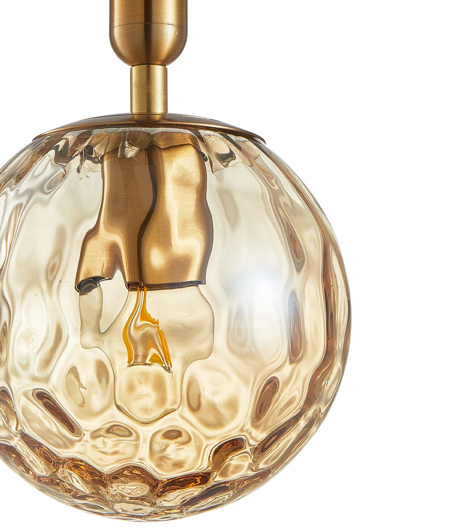 TRATTINO: Interior Bronze Amber /Smokey Black Spherical Glass Multiple Bar Base Pendant Lights