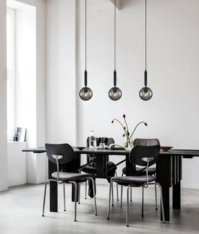 TRATTINO: Interior Bronze Amber / Smokey Black Spherical Glass Pendant Lights