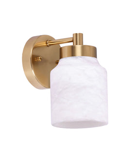 WALL Int S/M ES JAR WH Alabaster x 1 w/Brass Highlight &  RND Base OD120mm (Shade)