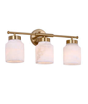 WALL Int S/M ES JAR WH Alabaster x 3 w/Brass Highlight &  RND Base OD120mm (Shade)