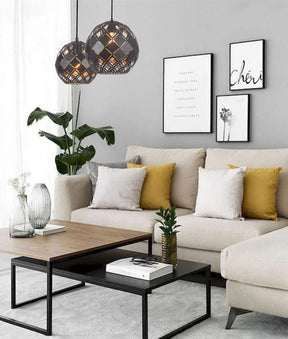 TUILE: Interior Large Embossed Tiled Iron Wine Glass Shape Pendant Lights