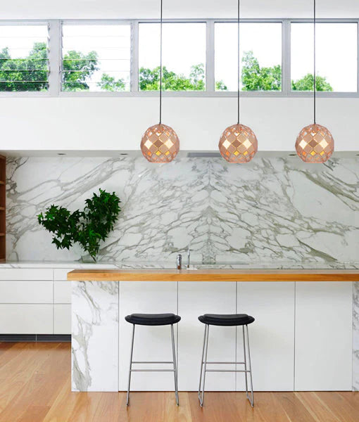 TUILE: Interior Large Embossed Tiled Iron Wine Glass Shape Pendant Lights