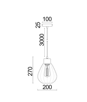 TULIP: Interior Bronze Amber / Smokey Black Wine Glass Ribbed Pendant Lights