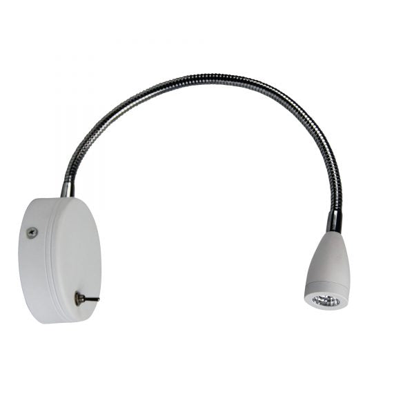 FLEXI 3W WALL LIGHT SATIN WHITE w/SWITCH