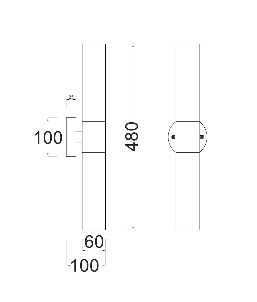 VARA Interior Tubular Up/Down Opal Glass Wall Lights