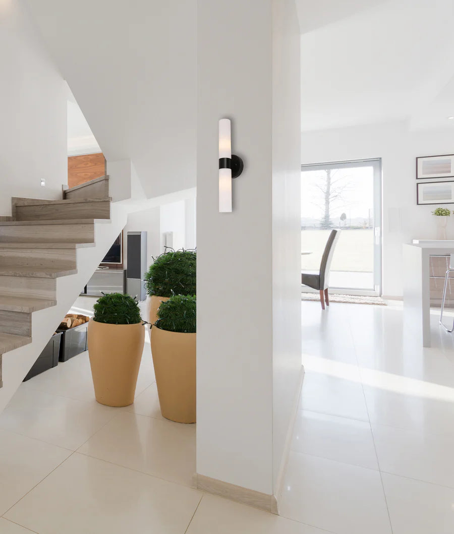 VARA Interior Tubular Up/Down Opal Glass Wall Lights