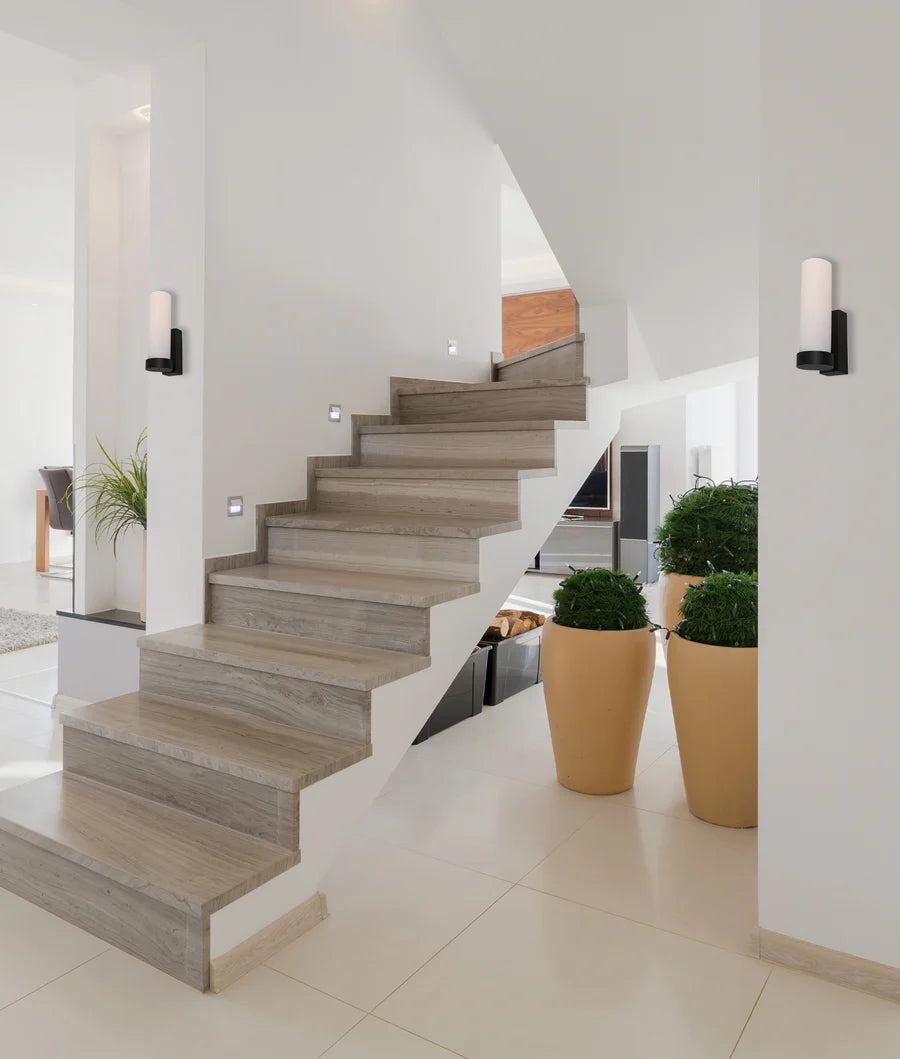 VARA Interior Tubular Up Opal Glass Wall Lights